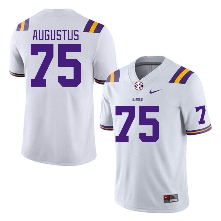 Men #75 Braden Augustus LSU Tigers College Football Jerseys Stitched Sale-White - Click Image to Close